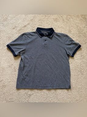 VTG ~ 1990s ~ Haggar ~ Navy Micro-Diamond Polo Shirt ~ Golf Polo ~ Size XL